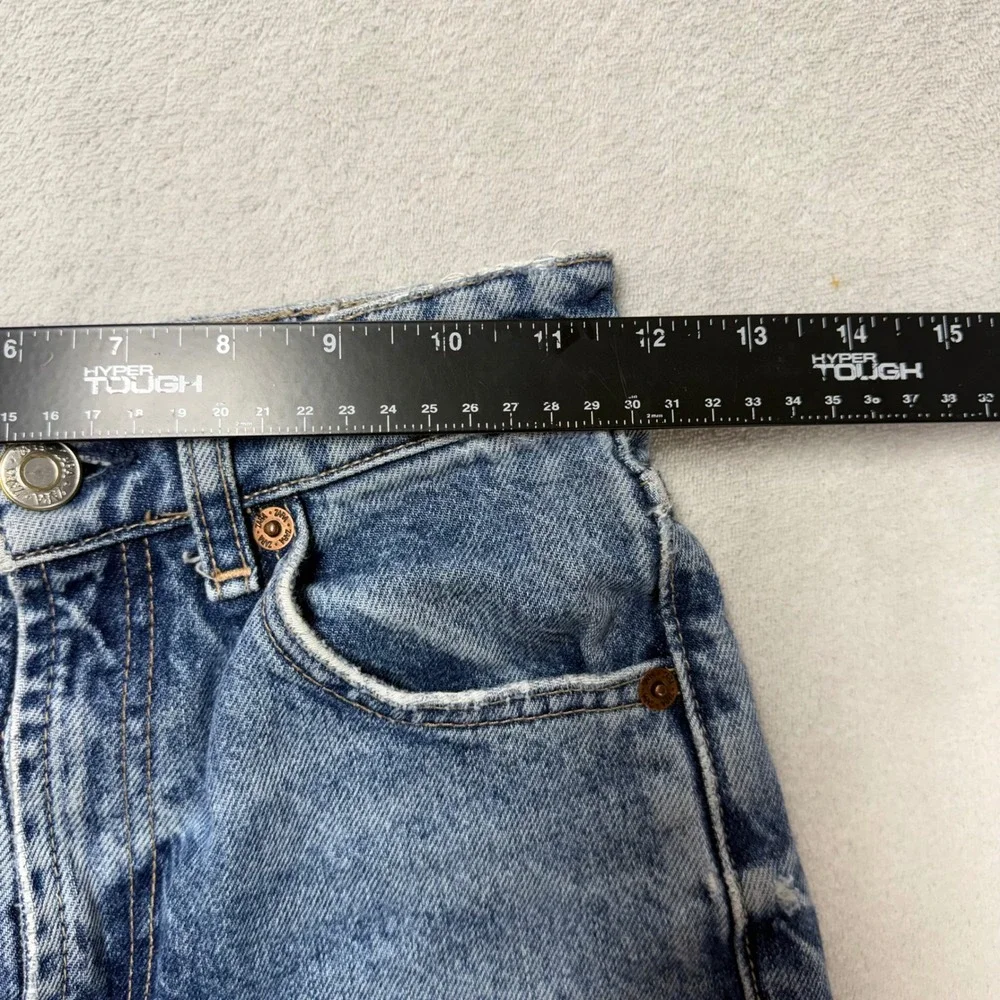 Zara High Waisted Wide Leg Distressed Jeans Light Wash Blue Size 0 24W